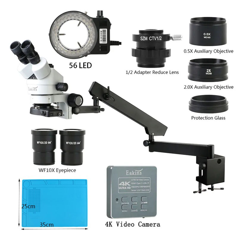 Simul-Focal Industrial Microscope 4K Hdmi - Microscope Trinoculaire Stéréo Industriel, Simulateur de