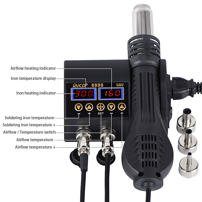 Station de soudage JCD 2 en 1  - 2 In 1 Soldering Rework Station 750W avis et prix